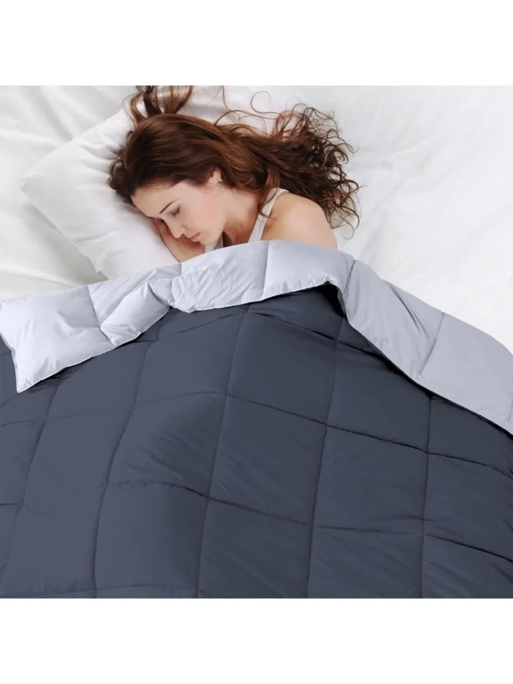 Reversible Down Alternative Comforter Set - Denim & Cloud Blue, Queen Size